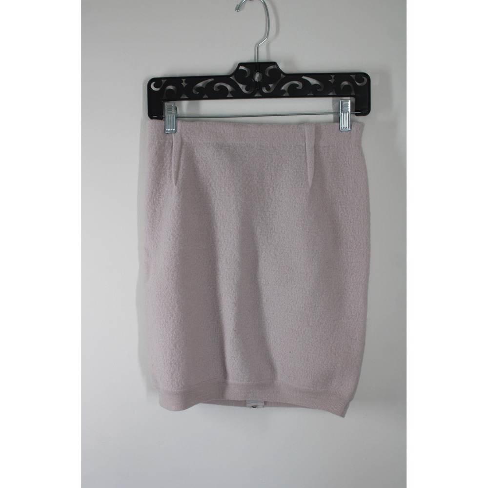 Designers Remix XS Pink Karun Skirt Wool Mini Back Zip Boiled Woolen Tailored